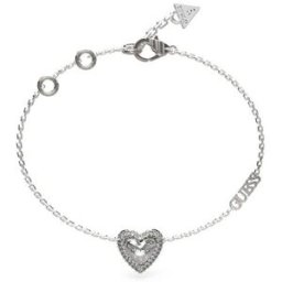 Guess Pulsera de cadena beloved de acero plateada. Plata