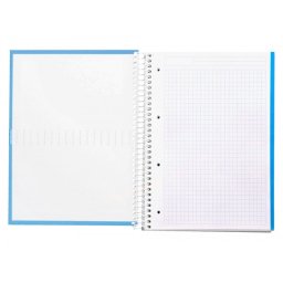 Cuaderno espiral liderpapel a4 micro crafty tapa forrada 120h 90gr cuadro 5mm 5 bandas 4 colores celeste