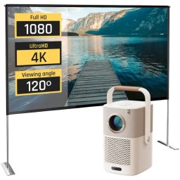 Yaber T2 Plus + iggual Pantalla Exterior Portable 100" 221x124 cm