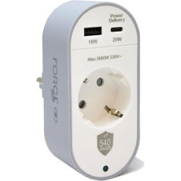 Regleta Force Power Lite F152691 1 Toma 1 USB-A 1 USB-C Protección Sobretensión LED