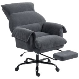 Homcom Silla De Escritorio Con Reposapiés Respaldo Reclinable Y Alto Gris Oscuro