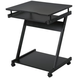 Homcom Mesa De Ordenador Con Ruedas 60x48 Cm Con Bandeja Para Teclado Negro