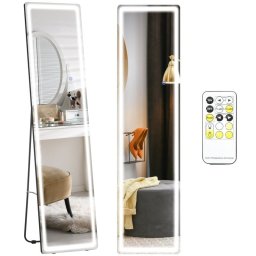 Homcom Espejo De Pared Cuerpo Entero Espejo De Pie Con Luces Led 40x37x157,5 Cm