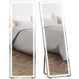 Homcom Espejo De Pie Cuerpo Entero Con Luces 150x50 Cm Sin Marco Transparente