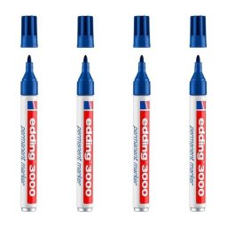 Set de rotuladores permanentes Edding 3000 Punta Redonda 1.5-3 mm Azul