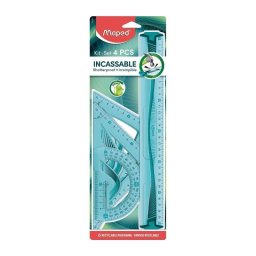 Kit de Reglas Escolares Maped Maxi 4 Piezas Irrompibles Azul