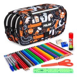 Estuche Escolar Milan Fingers Triple con 3 Cremalleras y 36 Utensilios