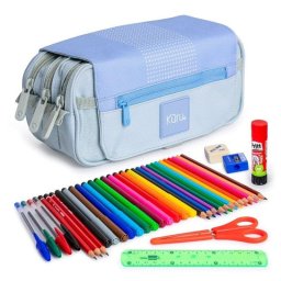 Estuche escolar triple Grafoplás Kuru24 con 36 utensilios azul