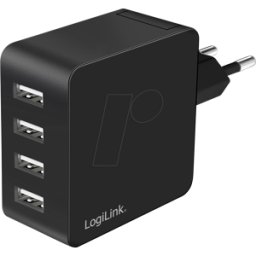 LOGILINK PA0336 - Cargador USB, 24 W, 5 V, 4x USB-A, negro