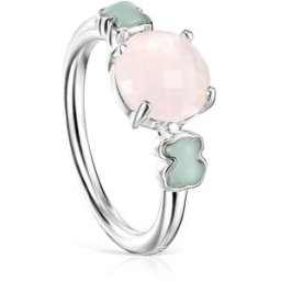Tous Anillo mini color de plata con cuarzo rosa y amazonita. (18) Multicolor