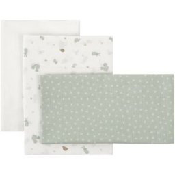 Cambrass Juego de 3 piezas sábana + bajera + funda almohada para cuna de 60x120 cm Microprint. Verde claro niño