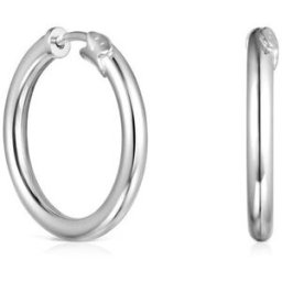 Tous Pendientes de aro basics de plata con cierre criolla. Plateado