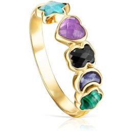 Tous Anillo glory bañado en oro de 18 kt sobre plata con gemas multicolor. Multicolor