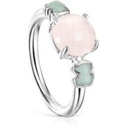 Tous Anillo mini color de plata con cuarzo rosa y amazonita. (13) Multicolor