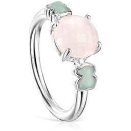 Tous Anillo mini color de plata con cuarzo rosa y amazonita. (20) Multicolor