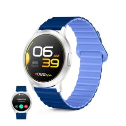 Ksix Core 3 Go Smartwatch AMOLED 1.32" Caja Aleación Zinc Plateada, Correa Silicona Magnética Azul