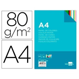 Papel Color A4 Liderpapel 80 g/m2 10 Colores Surtidos Paquete 100 Hojas