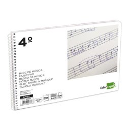 Libreta Bloc de Música Pentagrama 3mm Cuarto 20 Hojas Liderpapel