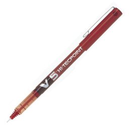 Bolígrafo Roller Ball Pilot V5 Hi-tecpoint Punta Extra Fina 0.5 mm Rojo