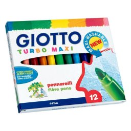 Estuche 12 Rotuladores Giotto Maxi-turbo Súper Lavables con Bloqueo de Punta