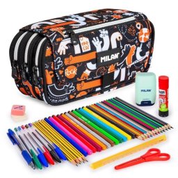 Estuche Triple Milan Fingers con Material Escolar de 40 Utensilios