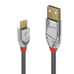 Cable USB Lindy 36654 5m USB 2.0 A a Micro-B Macho/Macho Gris Contactos Oro Plug and Play