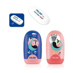 Goma y sacapuntas Milan Peacock Compact Azul-rosa