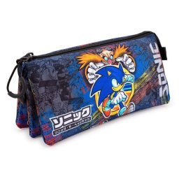 Estuche escolar portatodo triple Sonic Karactermania azul 23 x 11 x 7 cm