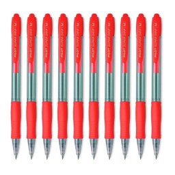 Bolígrafo Retráctil Pilot Super Grip Rojo Caja de 10 Unidades