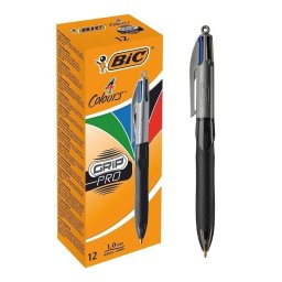 Bolígrafo BIC GRIP PRO 4 Colores Retráctil Gris y Negro