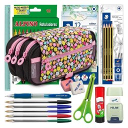 Estuche Triple Officebox Colepack Design Flowers con Material Escolar
