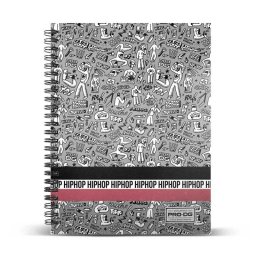 Cuaderno Espiral Prodg A5 120 Hojas Cuadro 5 Mm Tapa Dura 6 Taladros