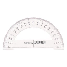 Transportador Semicirculo Liderpapel Plastico Transparente 14 cm
