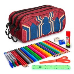 Estuche Escolar Triple Karactermania Spiderman Drop con 36 Utensilios