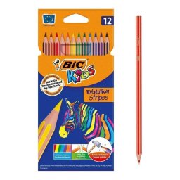 Lápices Hexagonales Bic Kids Evolution Stripes Caja de 12 Colores Surtidos