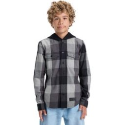 DC Shoes Camisa de niños Ruckus Hooded . (8 años) Negro / Gris