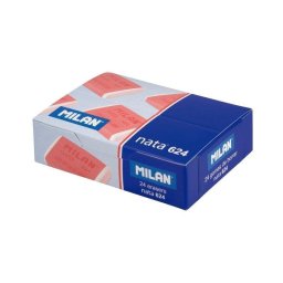 Caja de 24 Gomas de Borrar Nata 624 Milan con Celofán Rosa