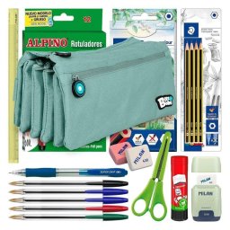 Estuche Escolar Cuádruple Grafoplas Bitsbobs con 40 Utensilios Incluidos Azul Soft