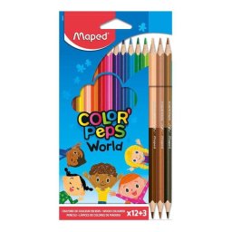Caja de 12 Lápices de Colores Maped Color'Peps World con 3 Lápices Duo Tono Piel