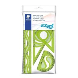 Set de Geometría Staedtler 4 Piezas Ultraflex Verde para Zurdos y Diestros