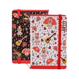 Libreta de notas A6 Javier Flamenca con cubiertas rígidas y marcapáginas