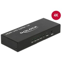 Divisor HDMI Delock 18684 4x HDMI 4K 3840x2160 Negro Metal