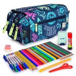 Estuche Escolar Triple Grafoplás Design Pack ColePack con 40 Utensilios