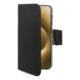 Funda para móvil Celly WALLY cartera piel sintética negra con soporte para iPhone 17 Pro Max