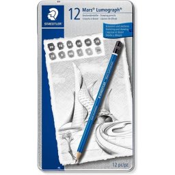 Lápiz de grafito Staedtler Mars Lumograph estuche metálico 12 unidades