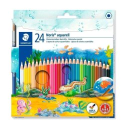 Set de 24 Lápices de Colores Acuarelables Staedtler Noris Aquarell con Pincel