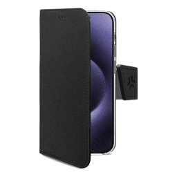 Funda para móvil Celly WALLY1081 cartera piel sintética negra con soporte para iPhone 16 Pro Max