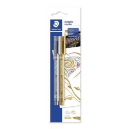 Rotuladores Metálicos Staedtler Plateado y Dorado Punta Fina Blíster 2 Unidades