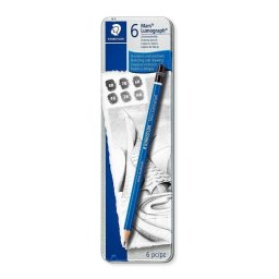 Lápices de grafito Staedtler Mars Lumograph estuche metálico 6 unidades