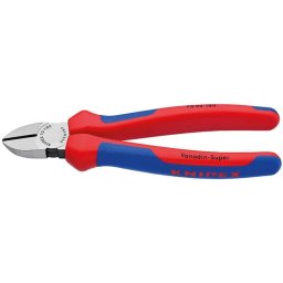 Alicate Diagonal de Corte Knipex 70 02 180 Azul y Rojo 180 mm